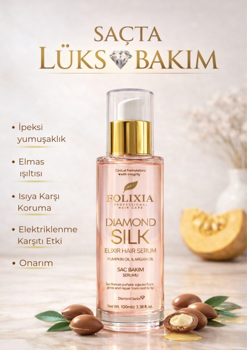 Folixia Premium Argan & Kabak Çekirdeği Yağı Saç Bakım Serumu – Onarıcı ve Parlatıcı 100 ml - Görsel 3