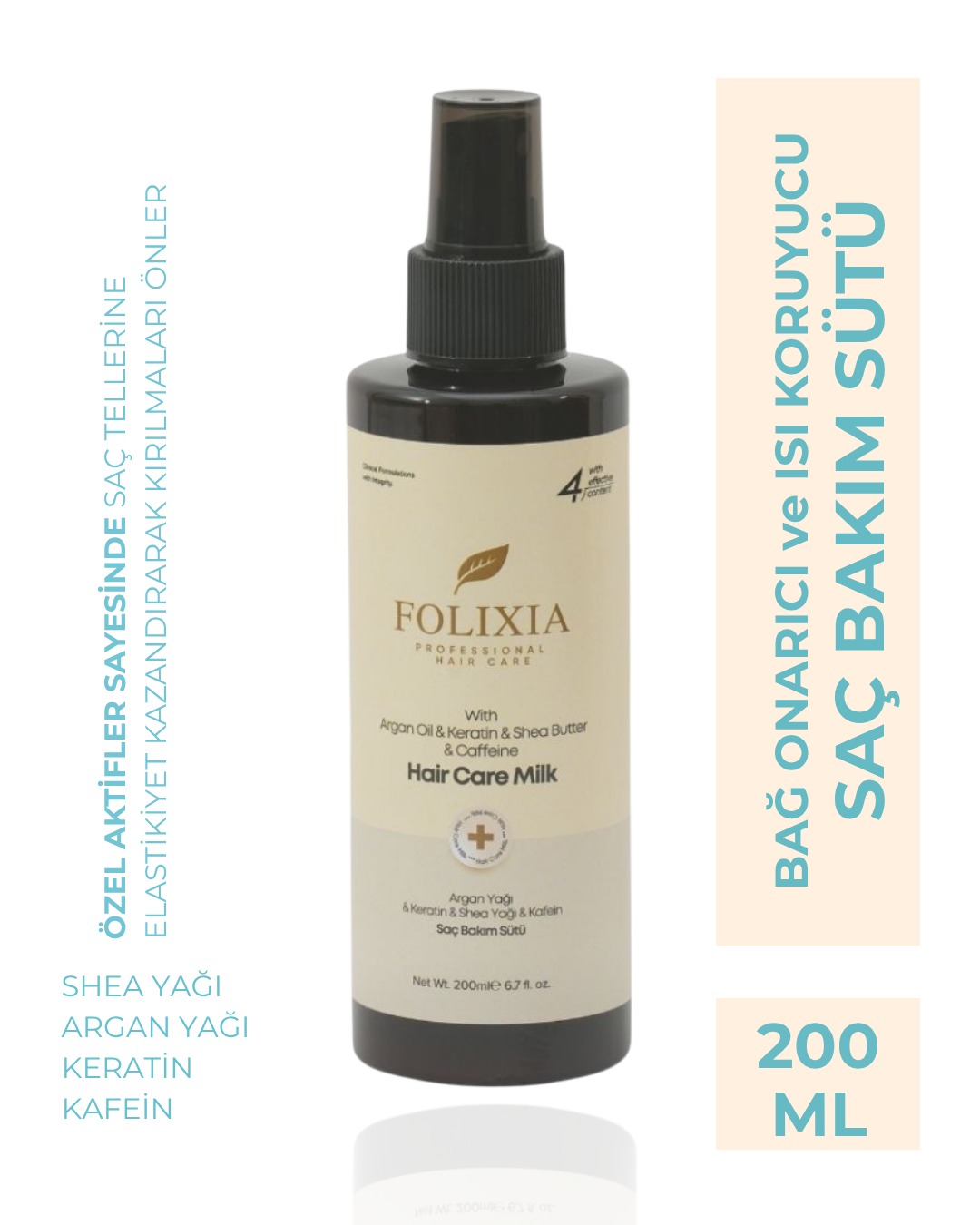 WhatsApp Image 2026-06-30 at 09.39.09 (1) Folixia Isı Koruyucu & Bağ Onarıcı Saç Bakım Sütü (Argan & Keratin) 200 ml - Görsel 1